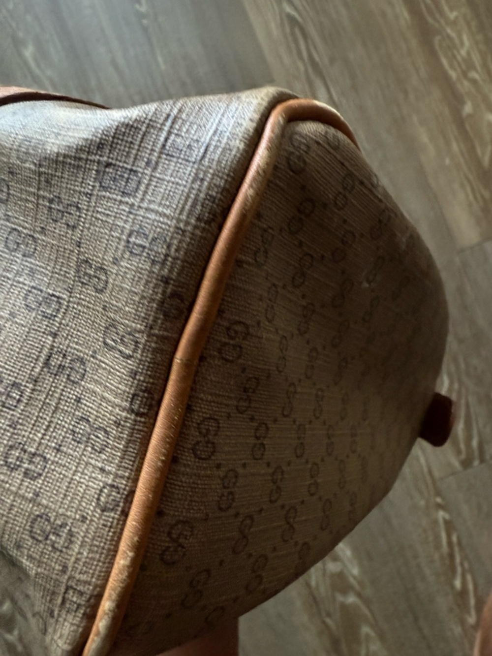 VTG Gucci Brown Monogram Canvas Leather Handbag - Picture 5 of 16